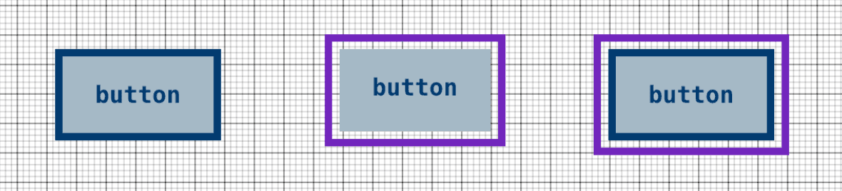 Three button examples with different outer lines